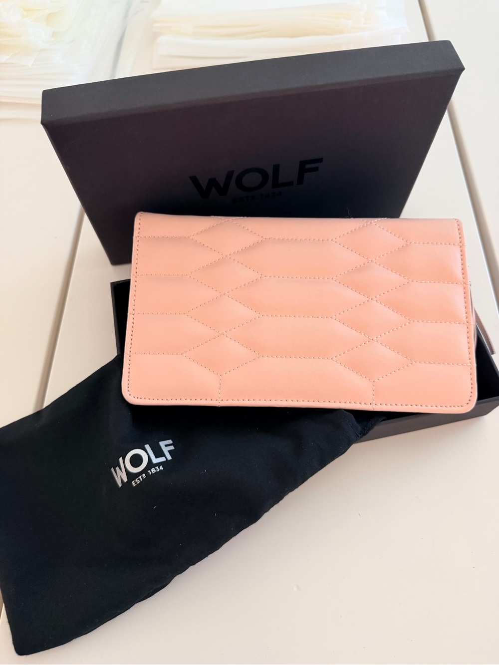 WOLF Pink Quilted Jewelry Caddy for Travel